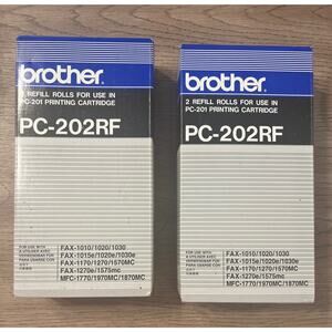 Brother PC-202RF Fax Refill Rolls Thermal Transfer Ribbon OEM Set 2 Sealed Boxes